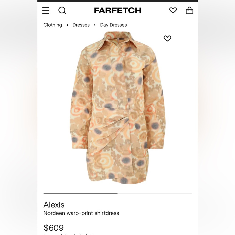 Alexis Nordeen Warp-print Orange Shirtdress